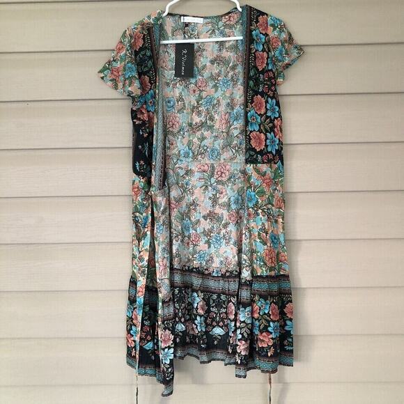 R Vivimos Dress Sz 4/6 Wrap Dress Swim Coverup Cottagecore Boho Floral New - Picture 3 of 8